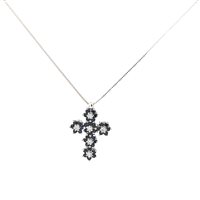Collana Cianfrone Gioielli Donna Croce in Oro bianco Zaffiro 0.42 Ct COOR-5-198 - COOR-5-198